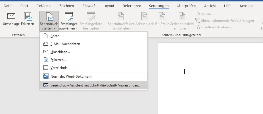 Serienbriefe erstellen mit dem Seriendruck-Assistent in Word