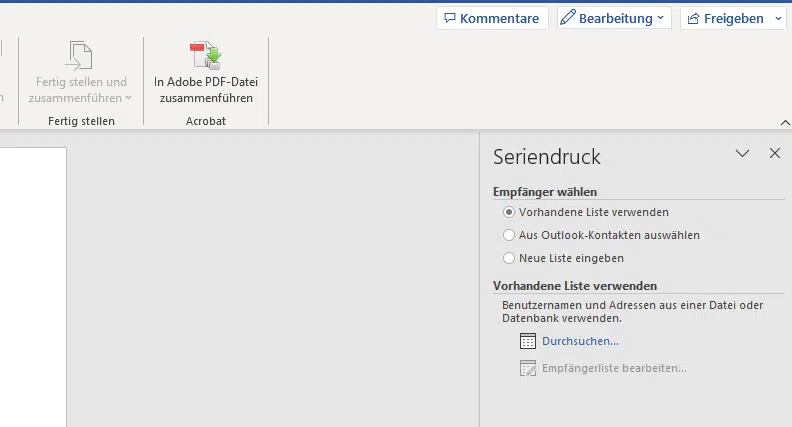 Serienbriefe erstellen mit dem Seriendruck-Assistent in Word - Auswahl der Empfänger