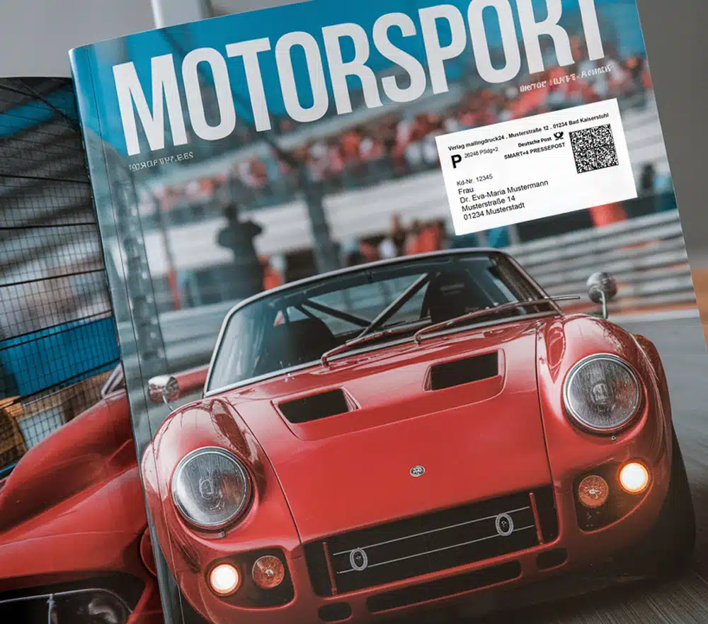 Postvertriebsstück: Beispiel eines adressierten Motorsport-Magazines